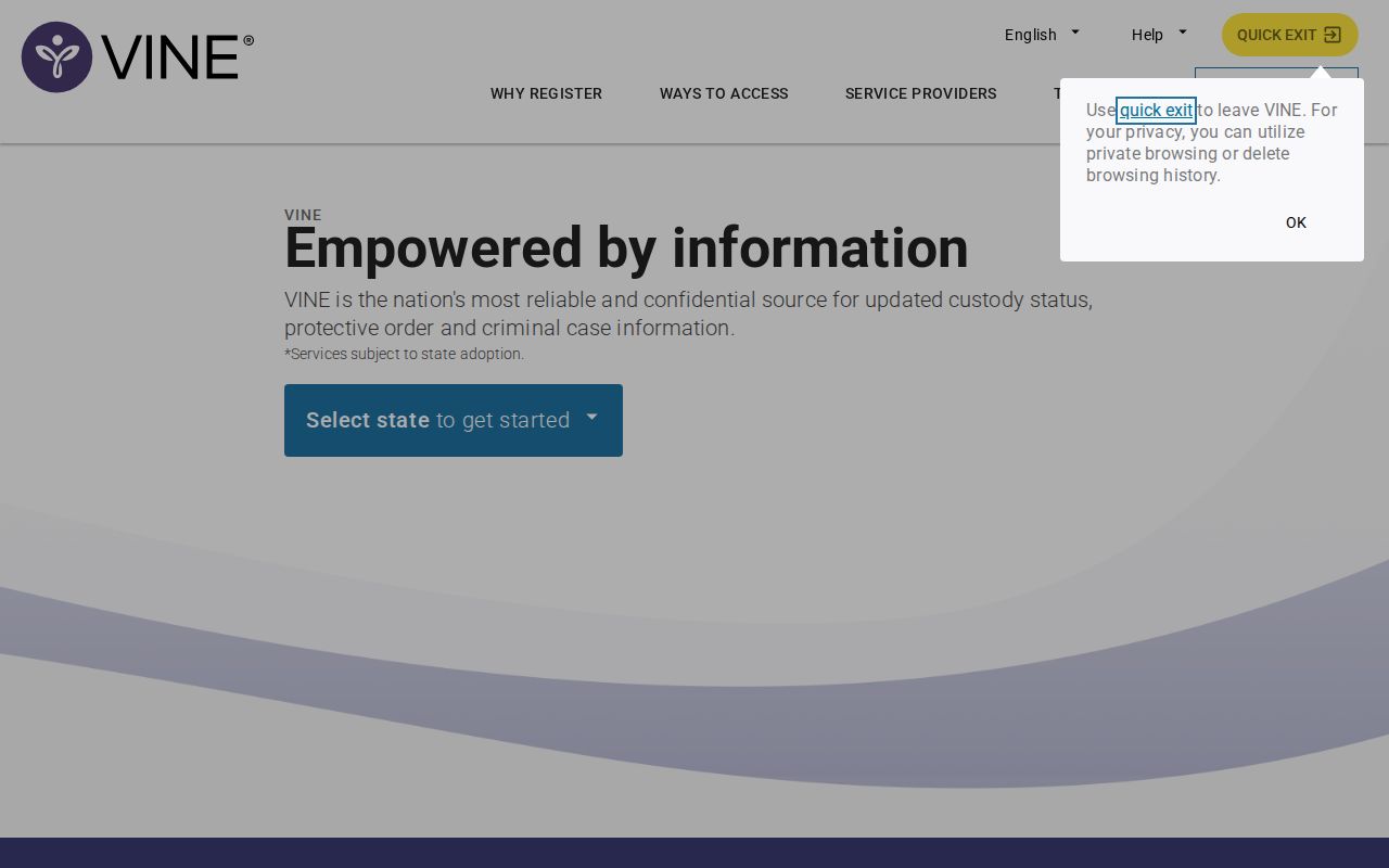 VINELink entry page for Shoshone County custody checks